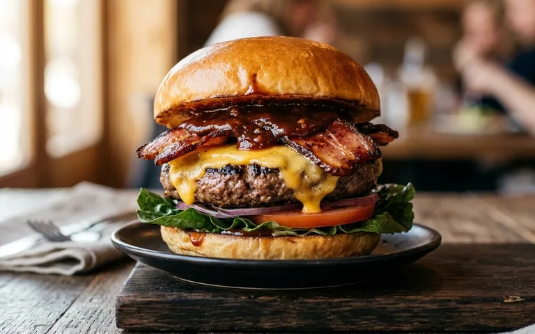 Una hamburguesa BBQ con tocino