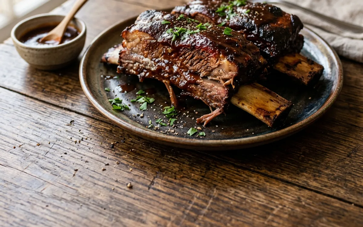 Una costilla de costillas de res BBQ