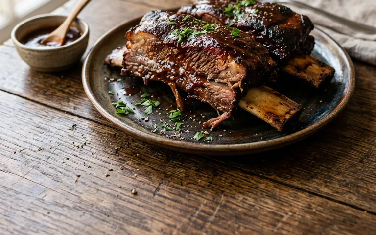 Una costilla de costillas de res BBQ