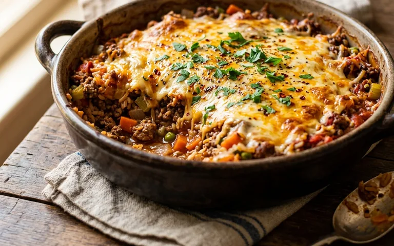Una cazuela de res y arroz