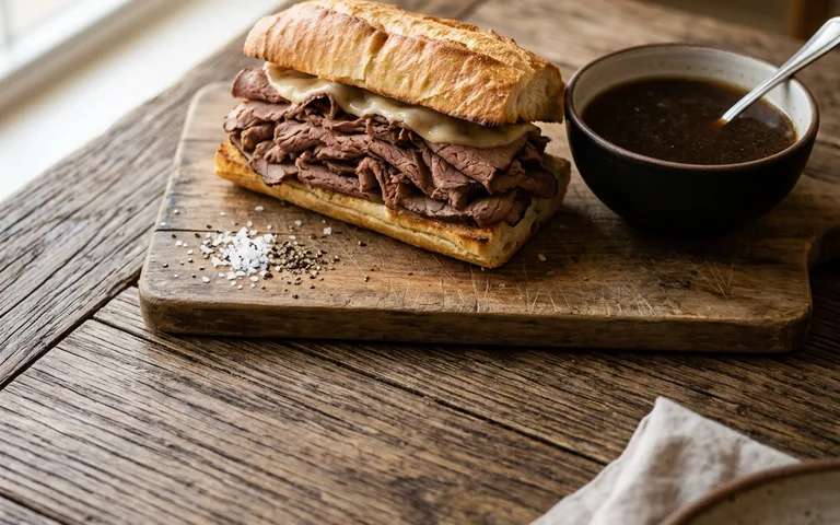 Un sándwich de res para mojar con au jus