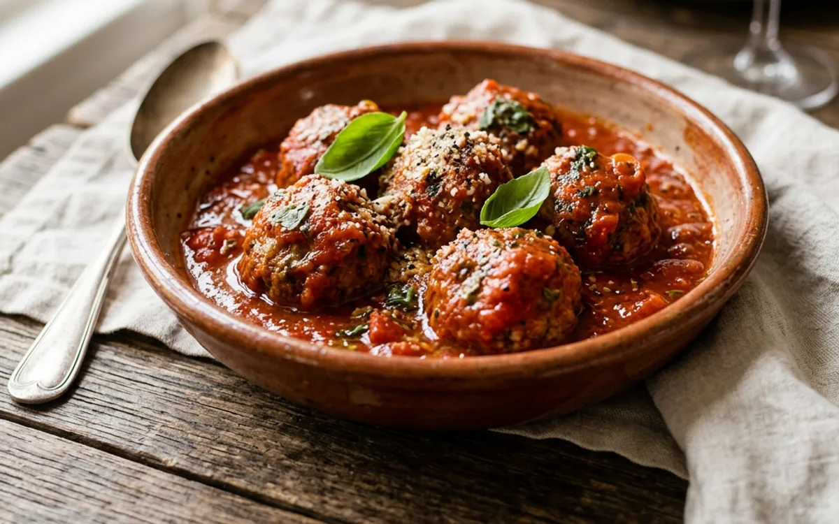 Un plato de albóndigas de res horneadas