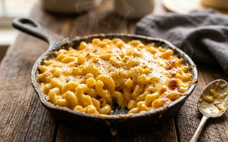 Macarrones con queso en olla, codos cremosos bañados en salsa de cheddar