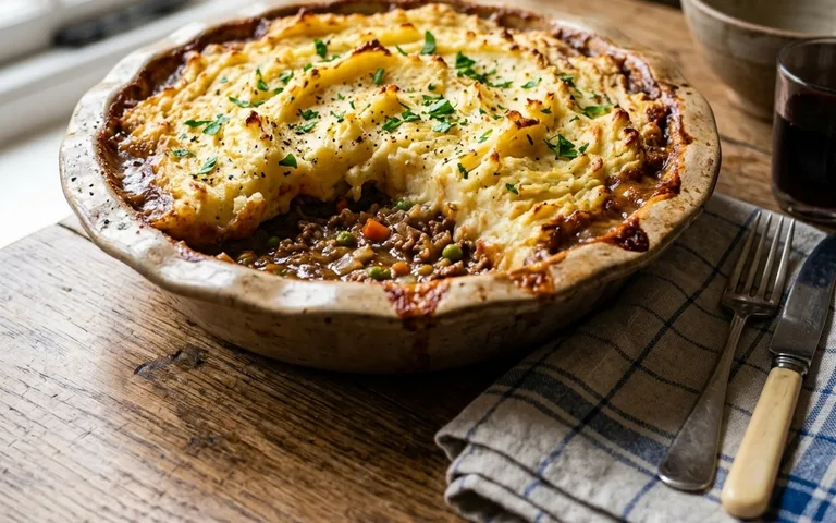 Un cottage pie con puré de papa arriba