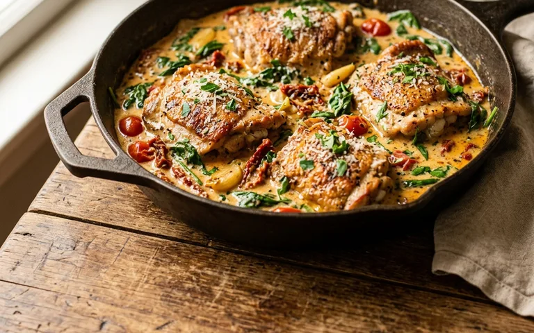 Pechugas de pollo en cremosa salsa toscana de ajo y Parmesano
