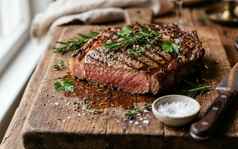 Un bistec ribeye a la parrilla