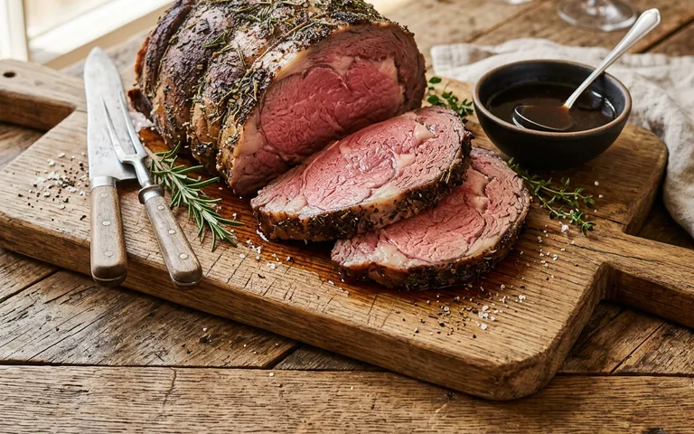 Un costillar de res en rodajas