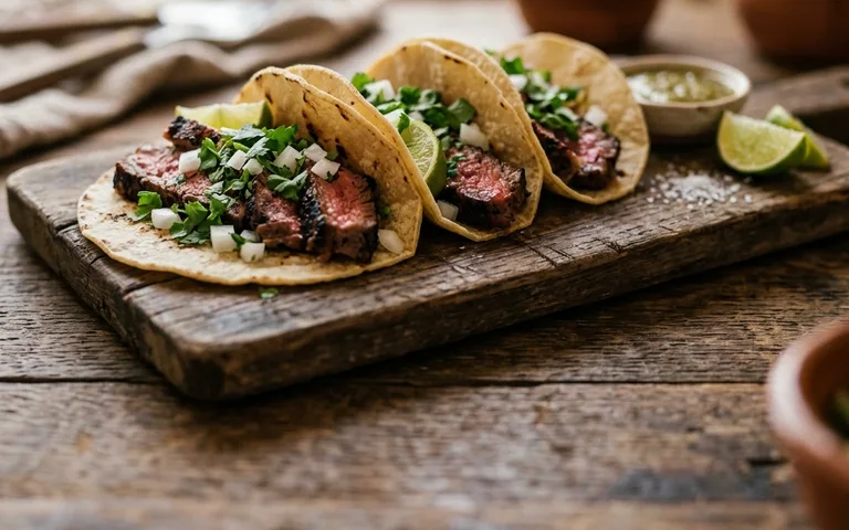 Tacos de res con cilantro