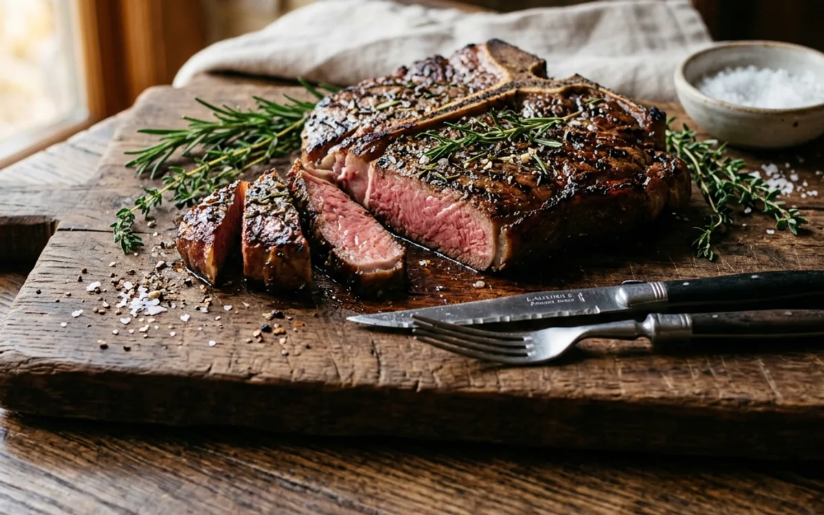 Un bistec T-bone sellado