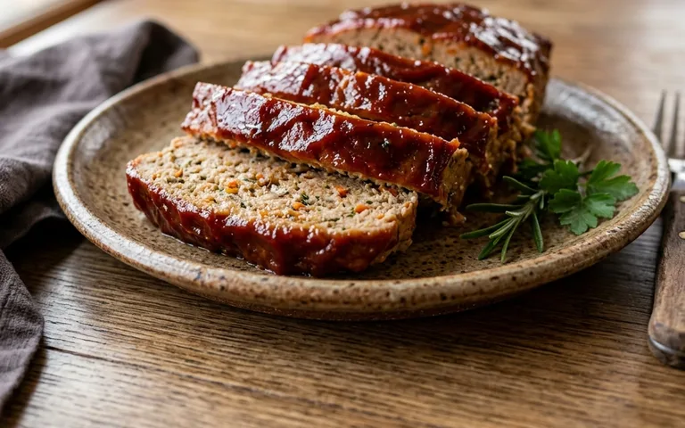 Un pan de pavo en rodajas con glaseado rojo encima