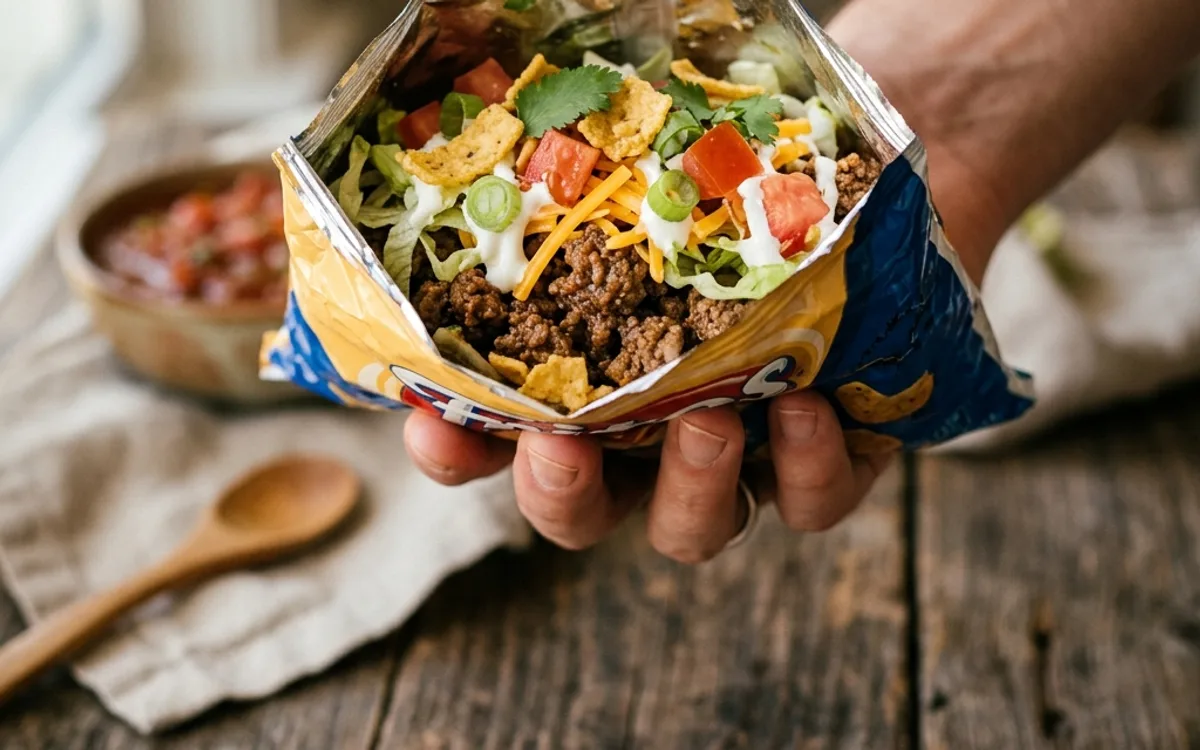 Tacos caminantes en bolsas de totopos